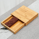 金镶玉 功夫茶具配件 普洱茶盒竹木分茶盒不锈钢茶针双用养壶笔茶巾全套 普洱茶盒+1条茶巾