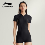李宁（LI-NING）游泳衣女士专业连体竞速保守休闲训练遮肚显瘦大码泡温泉装备 76黑金 M 【身高155-160体重45-50】