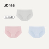 ubras女士内裤女抗菌底裆中腰三角裤粉末蓝+椰青灰+兰花烟XL