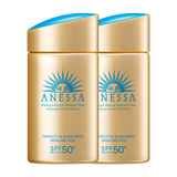 安热沙（Anessa）防晒霜女士男女学生军训可用儿童安耐晒防水防汗户外隔离 小金瓶防晒霜60ml-2瓶