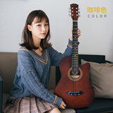 吉之琳单板41寸初学者吉他学生38寸新手练习男女生入门琴民谣木吉他乐器 41寸【单板】桃木色 包教会+买即送全套配件