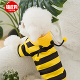 嬉皮狗春秋狗狗小蜜蜂衣服泰迪约克夏小型幼犬可爱带帽包肚衣雨衣家居服 春款#黄黑小蜜蜂卫衣 M(建议体重5-8斤)