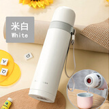 富光保温杯 304不锈钢学生大容量水杯保暖杯 男女子弹头便携真空水杯子带便携提绳 米白色500ML