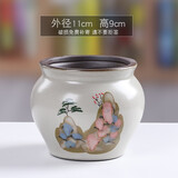 裕轩堂紫砂古典花盆创意手绘个性紫砂陶瓷透气微景观盆桌面中号文竹盆栽 DL-218（黄色） 中