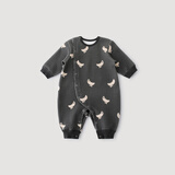 巴厘小猪婴儿连体衣冬季夹棉保暖新生儿哈衣爬服冬天2024新款 灰底香蕉 66cm