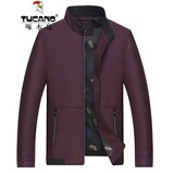 啄木鸟（TUCANO）夹克男薄款纯色立领外套秋季新款中青年宽松免烫商务休闲男茄克衫 A9暗红 L (175) 【115-125斤】