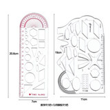 客笔鹿 多功能尺子几何图形函数作图尺大象尺子高中生用画图尺绘图神器椭圆尺学生文具初中数学几何函数尺镂 2把/数学函数模板尺+几何绘图尺