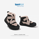 天美意儿童运动鞋冬季新款女童加绒二棉鞋小孩高帮毛毛鞋大童 黑色 33