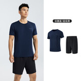 361°跑步运动套装男夏季健身休闲羽毛球短袖短裤两件套652414001H-2
