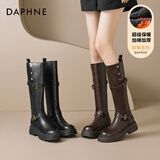 达芙妮长筒靴子女鞋加绒2025新款秋冬爆款牛仔靴高筒巨好看骑士长靴
