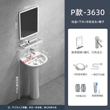 立柱式洗脸盆小户型卫生间三角立柱盆一体陶瓷迷你落地洗手盆阳台 36X30柱盆+五金配件+镜子 -换单