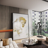 法彩(FACAI) 油画纯手绘 玄关装饰画 轻奢客厅挂画简约现代背景墙壁画 金箔骏马 80*120(铝合金属画框+喷绘)