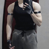BJYL男士皮革手环袖臂环男生手链体育生衬衫袖箍上臂绑带装饰品choker 单只