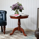 堂和聚（tangheju）沙发椅时尚真皮老虎椅休闲椅美式乡村单人小沙发小户型阳台 仿古红-实木雕花圆形茶几 单人位