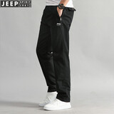 JEEP休闲裤男宽松大码薄款直筒裤春秋季新款棉质时尚休闲男士长裤子 拉链口袋款黑色 2XL