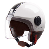 MOTOCUBE 3C认证631S电动摩托车头盔男女冬季保暖半盔电瓶车安全帽 四季通用 白色黑纹 均码