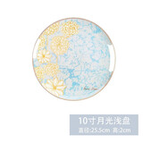 华开 饭碗面碗景德镇陶瓷家用泡面碗碗具高脚碗汤碗小碗盘子深盘餐具套装单个碟子 美好时光10寸月光盘1个