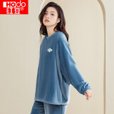 红豆（Hodo）男女士睡衣秋冬加绒加厚柔软舒适可外穿保暖家居服套装 J0J838花冠蓝 XL 175/96A
