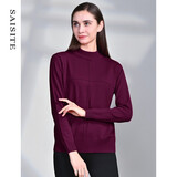 赛斯特女装新款春秋长袖半高领百搭纯色打底衫套头针织衫 Z035 酒红色 AM(160/84)宽松版140斤以内可参考