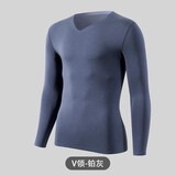 猫人男士秋衣莫代尔上身单件上衣无痕薄款内穿打底衫紧身保暖内衣 V形领  铂灰 XL 【参考体重120-140斤】