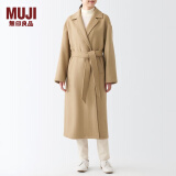 无印良品（MUJI）女式 羊毛混 长款大衣 毛呢外套女款秋季 BDA15A2A 米色 L 165/88A