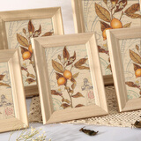 彩糖塘 美式相框装裱挂墙卧室客厅创意组合相框摆台竖横照片框a4画框装裱 橡木白 5寸长方形-摆挂两用（可放8.9*12.7cm）