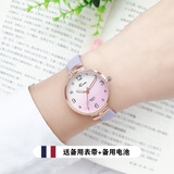 久久约记 JUJU.YJ学生手表女2025年新款夜光日历初高中女孩儿童指针考试防水石英表 浅紫色