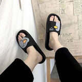 Dwayne 凉拖鞋男女士夏外穿滑家居用网红浴室内外洗澡卡通韩版两穿学生 对望鸭黑色 43 (偏小一码) (男士建议拍大两码)