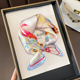 GLO-STORY丝巾女53cm桑蚕丝小方巾法式复古百搭领巾围巾礼盒装WSJ334001