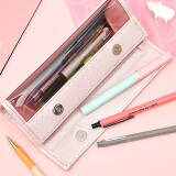 仲林（Nakabayashi）笔袋初中高中小学生高颜值简约半透明文具盒男女生大容量铅笔收纳 浅粉色