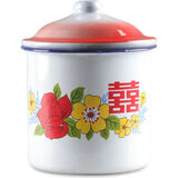 润群 怀旧特大号搪瓷杯带盖洋瓷杯水杯老式搪瓷缸子杯铁茶缸 喜字杯(装水1100ml)