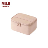 无印良品（MUJI） 聚酯纤维化妆包 收纳包便携式 小化妆包 洗漱包收纳袋 居家旅行 附镜子/13.5*10.5*7.5cm/粉米色