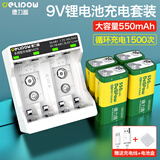德力普（Delipow）9V充电电池 大容量550mAh锂电池配充电器套装 6F22九伏适用万用表/体温枪/吉他/无线话筒/麦克风