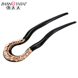 张太太簪子古典宫廷盘发卡子发饰U型发簪古风头饰淑女成人发钗发夹钗子 香槟色