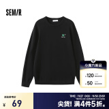 森马（Semir）针织衫男春秋季时尚潮流精致刺绣毛衣日常简约休闲通勤套头上衣 黑色90001 170/88A/M