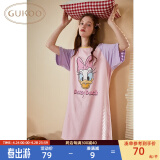 果壳（Gukoo）大码睡衣女春夏迪士尼卡通睡裙夏季圆领短袖女士睡裙B 粉红色 S