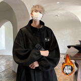 NEW OR MODE美式复古麂皮绒外套男春秋季新款立领夹克男款潮牌痞帅高级感褂子 黑色夹棉 2XL