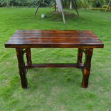 喵喵藤 室外露天阳台桌椅实木喝茶桌椅三件套庭院碳化防腐木户外桌椅组 长120*宽60cm（单张桌子）