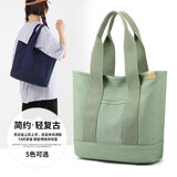 卡特骆（KATELUO）日韩千层帆布包多分隔手提袋女新款上班妈咪外出手拎包托特包 绿色大号