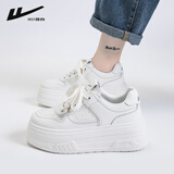 回力女鞋小白鞋女士休闲鞋冬季板鞋百搭韩版潮流厚底增高运动加棉鞋子 白色 37