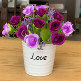 小菜菜家居（XIAO CAI CAI） 塑料花摆件绿色盆栽仿真花套装饰品客厅家居现代简约插花小花盆栽 LOVE多肉花器+紫色钻石玫