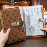 朗捷 存单收纳夹票据收纳册带密码锁银行存单收纳本多功能票据夹存折现金支票夹报销单大容量票据卡包
