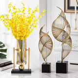 达沃 风生水起 轻奢玄关摆件现代简约办公室客厅工艺品开业礼品招财创意家居软装饰品 风生水起（矮款）+大号花瓶（含花）