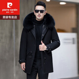 皮尔卡丹（pierre cardin）冬季派克服男獭兔毛内胆2025新款海宁长款皮草大衣可拆卸狐狸毛领 中长款+黑色 2XL 羽绒袖子