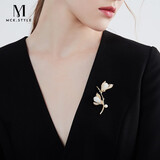 Mck金色玉兰花胸针高档女胸花西装配饰送女友生日礼物