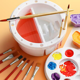 佳茉洗笔桶三合一带调色盘便携手提涮笔筒多功能画具美术生专用国画颜料带绘画洗画笔可折叠小水桶