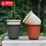 爱丽思（IRIS） 高型花盆加厚树脂绿植多肉盆塑料花盆阳台绿萝月季杜鹃种植盆 长钵5号-茶色(口径15.6cm) 盆+托
