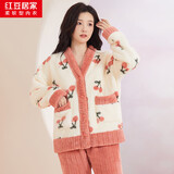 红豆居家【秋上新】女士秋冬加绒加厚保暖甜美印花睡衣女珊瑚绒家居服