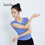 Sansha 芭蕾舞蹈练功服上衣女形体跳舞服装短袖现代拉丁古典 紫色 M 