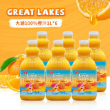大湖大湖100%橙汁果汁饮品1L*6瓶  聚会果汁饮料